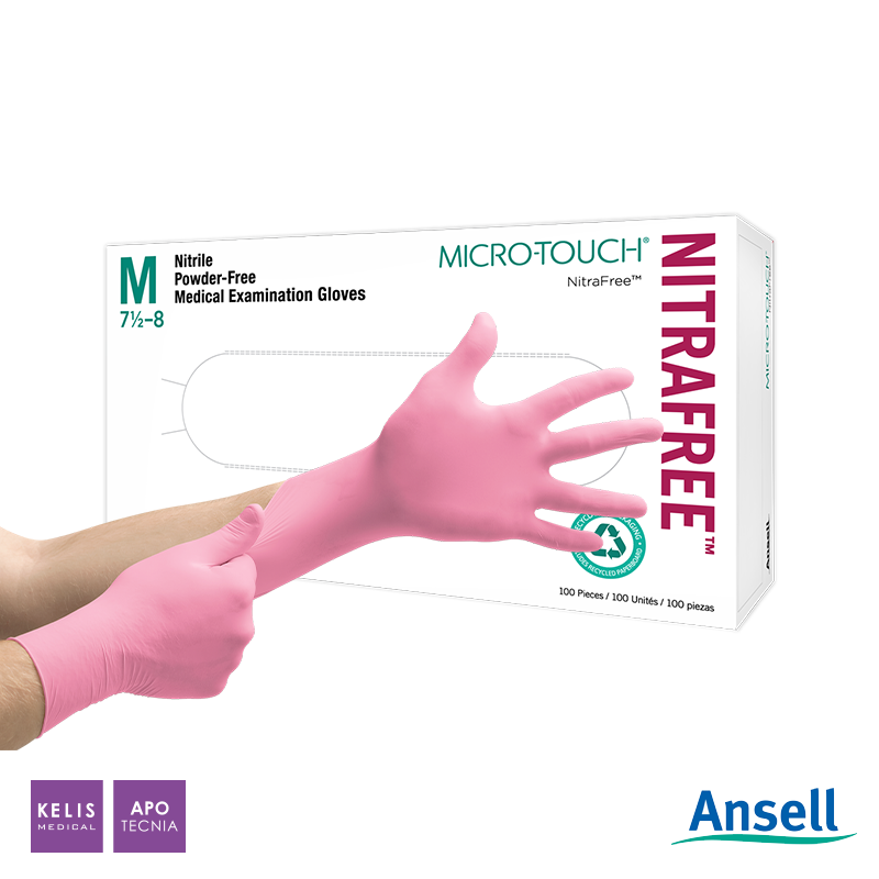 Gants en nitrile Microtouch Nitrafree - Rose | ANSELL